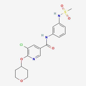 molecular formula C18H20ClN3O5S B2633859 5-chloro-N-(3-(methylsulfonamido)phenyl)-6-((tetrahydro-2H-pyran-4-yl)oxy)nicotinamide CAS No. 1903651-60-4
