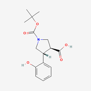molecular formula C16H21NO5 B2633870 (3S,4R)-4-(2-羟苯基)-1-[(2-甲基丙烷-2-基)氧羰基]吡咯烷-3-羧酸 CAS No. 1392212-25-7
