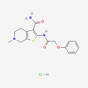 molecular formula C17H20ClN3O3S B2633876 6-甲基-2-(2-苯氧基乙酰氨基)-4,5,6,7-四氢噻吩并[2,3-c]吡啶-3-甲酰胺盐酸盐 CAS No. 1216599-61-9