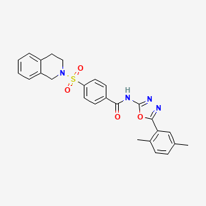molecular formula C26H24N4O4S B2633881 4-((3,4-dihydroisoquinolin-2(1H)-yl)sulfonyl)-N-(5-(2,5-dimethylphenyl)-1,3,4-oxadiazol-2-yl)benzamide CAS No. 891121-05-4