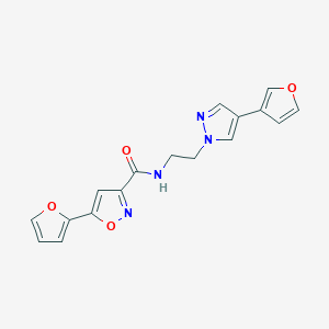 molecular formula C17H14N4O4 B2633882 5-(furan-2-yl)-N-(2-(4-(furan-3-yl)-1H-pyrazol-1-yl)ethyl)isoxazole-3-carboxamide CAS No. 2034329-86-5