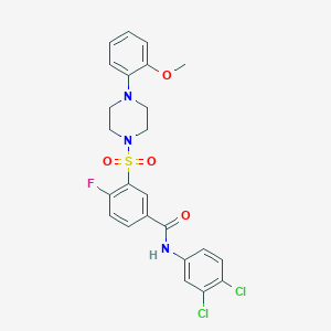 molecular formula C24H22Cl2FN3O4S B2633885 N-(3,4-二氯苯基)-4-氟-3-((4-(2-甲氧基苯基)哌嗪-1-基)磺酰基)苯甲酰胺 CAS No. 451475-31-3