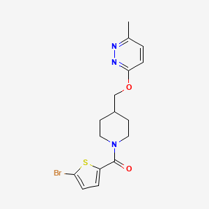 molecular formula C16H18BrN3O2S B2633886 (5-Bromothiophen-2-yl)-[4-[(6-methylpyridazin-3-yl)oxymethyl]piperidin-1-yl]methanone CAS No. 2320173-21-3