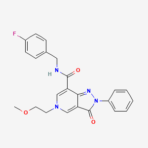molecular formula C23H21FN4O3 B2633891 N-(4-氟苄基)-5-(2-甲氧基乙基)-3-氧代-2-苯基-3,5-二氢-2H-吡唑并[4,3-c]吡啶-7-甲酰胺 CAS No. 921579-84-2