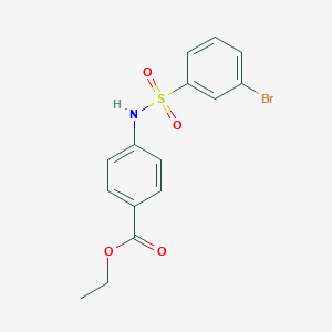 molecular formula C15H14BrNO4S B263390 Ethyl 4-{[(3-bromophenyl)sulfonyl]amino}benzoate 