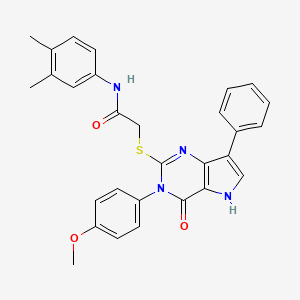 molecular formula C29H26N4O3S B2633901 N-(3,4-二甲苯基)-2-((3-(4-甲氧基苯基)-4-氧代-7-苯基-4,5-二氢-3H-吡咯并[3,2-d]嘧啶-2-基)硫代)乙酰胺 CAS No. 2034372-00-2
