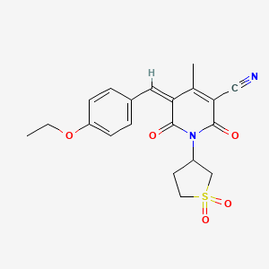 molecular formula C20H20N2O5S B2633941 (5Z)-1-(1,1-二氧噻环-3-基)-5-[(4-乙氧基苯基)亚甲基]-4-甲基-2,6-二氧代吡啶-3-腈 CAS No. 877804-46-1