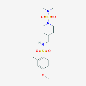 molecular formula C16H27N3O5S2 B2633961 4-((4-甲氧基-2-甲基苯磺酰胺)甲基)-N,N-二甲基哌啶-1-磺酰胺 CAS No. 2034357-01-0