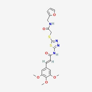 molecular formula C21H22N4O6S2 B2633968 (E)-N-(5-((2-((呋喃-2-基甲基)氨基)-2-氧代乙基)硫代)-1,3,4-噻二唑-2-基)-3-(3,4,5-三甲氧基苯基)丙烯酰胺 CAS No. 1322255-28-6