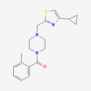 molecular formula C19H23N3OS B2633975 (4-((4-环丙基噻唑-2-基)甲基)哌嗪-1-基)(邻甲苯基)甲苯酮 CAS No. 1171665-02-3