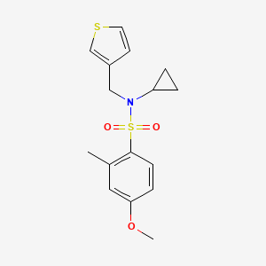 molecular formula C16H19NO3S2 B2633977 N-环丙基-4-甲氧基-2-甲基-N-(噻吩-3-基甲基)苯磺酰胺 CAS No. 1235227-84-5