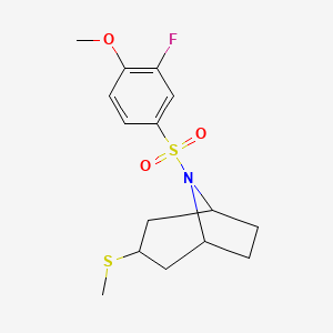 molecular formula C15H20FNO3S2 B2633982 (1R,5S)-8-((3-fluoro-4-methoxyphenyl)sulfonyl)-3-(methylthio)-8-azabicyclo[3.2.1]octane CAS No. 1795358-24-5