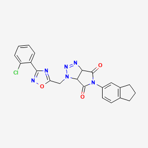 1-((3-(2-chlorophenyl)-1,2,4-oxadiazol-5-yl)methyl)-5-(2,3-dihydro-1H-inden-5-yl)-1,6a-dihydropyrrolo[3,4-d][1,2,3]triazole-4,6(3aH,5H)-dione
