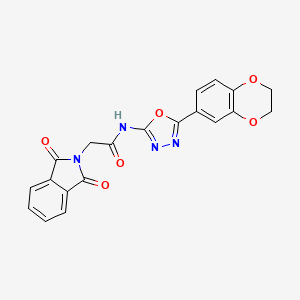 molecular formula C20H14N4O6 B2633991 N-(5-(2,3-dihydrobenzo[b][1,4]dioxin-6-yl)-1,3,4-oxadiazol-2-yl)-2-(1,3-dioxoisoindolin-2-yl)acetamide CAS No. 862808-45-5