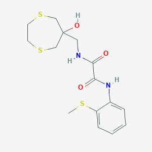 molecular formula C15H20N2O3S3 B2634006 N-[(6-Hydroxy-1,4-dithiepan-6-yl)methyl]-N'-(2-methylsulfanylphenyl)oxamide CAS No. 2415500-31-9