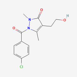 molecular formula C14H15ClN2O3 B2634007 1-(4-chlorobenzoyl)-4-(2-hydroxyethyl)-2,5-dimethyl-1,2-dihydro-3H-pyrazol-3-one CAS No. 866039-64-7