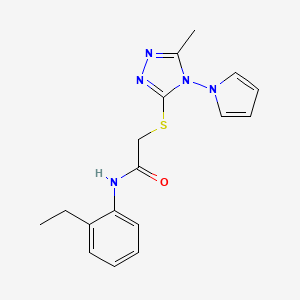 molecular formula C17H19N5OS B2634010 N-(2-ethylphenyl)-2-{[5-methyl-4-(1H-pyrrol-1-yl)-4H-1,2,4-triazol-3-yl]sulfanyl}acetamide CAS No. 896301-74-9