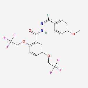 molecular formula C19H16F6N2O4 B2634015 N'-[(Z)-(4-甲氧基苯基)亚甲基]-2,5-双(2,2,2-三氟乙氧基)苯甲酰腙 CAS No. 477864-03-2