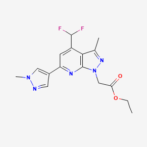 molecular formula C16H17F2N5O2 B2634017 ethyl [4-(difluoromethyl)-3-methyl-6-(1-methyl-1H-pyrazol-4-yl)-1H-pyrazolo[3,4-b]pyridin-1-yl]acetate CAS No. 1052634-61-3
