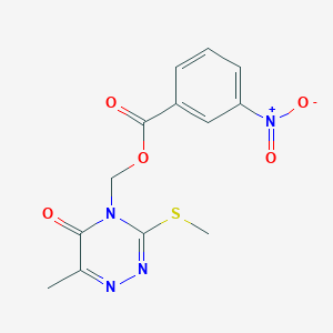 molecular formula C13H12N4O5S B2634030 (6-Methyl-3-methylsulfanyl-5-oxo-1,2,4-triazin-4-yl)methyl 3-nitrobenzoate CAS No. 877643-04-4
