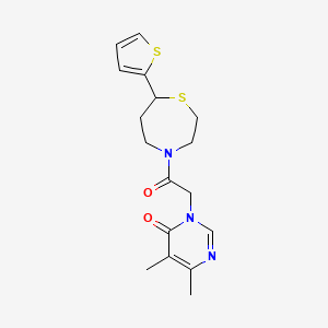 molecular formula C17H21N3O2S2 B2634032 5,6-dimethyl-3-(2-oxo-2-(7-(thiophen-2-yl)-1,4-thiazepan-4-yl)ethyl)pyrimidin-4(3H)-one CAS No. 1705933-78-3