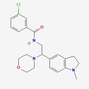 molecular formula C22H26ClN3O2 B2634033 3-chloro-N-(2-(1-methylindolin-5-yl)-2-morpholinoethyl)benzamide CAS No. 921895-63-8
