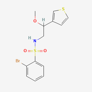 molecular formula C13H14BrNO3S2 B2634035 2-溴-N-(2-甲氧基-2-(噻吩-3-基)乙基)苯磺酰胺 CAS No. 1797775-43-9