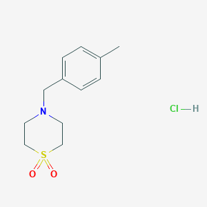 molecular formula C12H18ClNO2S B2634038 4-[(4-甲苯基)甲基]-1,4-噻嗪烷 1,1-二氧化物；盐酸盐 CAS No. 2567495-23-0