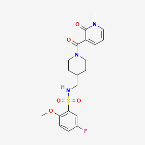 molecular formula C20H24FN3O5S B2634050 5-氟-2-甲氧基-N-((1-(1-甲基-2-氧代-1,2-二氢吡啶-3-羰基)哌啶-4-基)甲基)苯磺酰胺 CAS No. 1235092-11-1