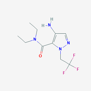 molecular formula C10H15F3N4O B2634058 4-Amino-N,N-diethyl-1-(2,2,2-trifluoroethyl)-1H-pyrazole-5-carboxamide CAS No. 2101200-98-8