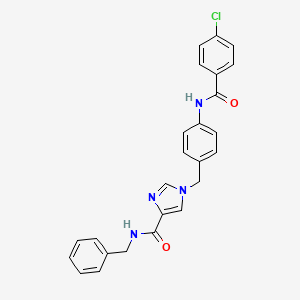 molecular formula C25H21ClN4O2 B2634062 N-苄基-1-(4-(4-氯苯甲酰胺)苄基)-1H-咪唑-4-甲酰胺 CAS No. 1251621-71-2