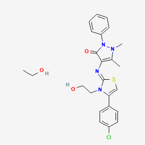 4-{[(2Z)-4-(4-chlorophenyl)-3-(2-hydroxyethyl)-2,3-dihydro-1,3-thiazol-2-ylidene]amino}-1,5-dimethyl-2-phenyl-2,3-dihydro-1H-pyrazol-3-one; ethanol