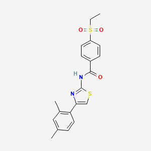 molecular formula C20H20N2O3S2 B2634078 N-(4-(2,4-二甲苯基)噻唑-2-基)-4-(乙磺酰基)苯甲酰胺 CAS No. 922697-78-7