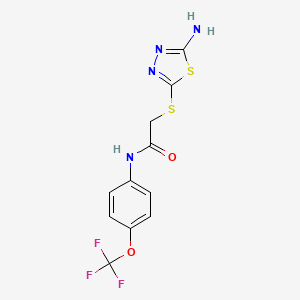 molecular formula C11H9F3N4O2S2 B2634082 2-[(5-amino-1,3,4-thiadiazol-2-yl)sulfanyl]-N-[4-(trifluoromethoxy)phenyl]acetamide CAS No. 839693-07-1