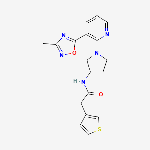 N-(1-(3-(3-methyl-1,2,4-oxadiazol-5-yl)pyridin-2-yl)pyrrolidin-3-yl)-2-(thiophen-3-yl)acetamide