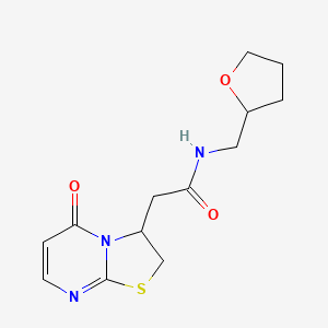 molecular formula C13H17N3O3S B2634096 2-(5-oxo-3,5-dihydro-2H-thiazolo[3,2-a]pyrimidin-3-yl)-N-((tetrahydrofuran-2-yl)methyl)acetamide CAS No. 946341-68-0