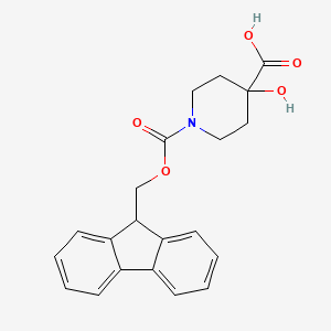 molecular formula C21H21NO5 B2634099 1-{[(9H-fluoren-9-yl)methoxy]carbonyl}-4-hydroxypiperidine-4-carboxylic acid CAS No. 1854926-85-4