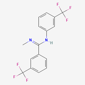 molecular formula C16H12F6N2 B2634101 N'-methyl-3-(trifluoromethyl)-N-[3-(trifluoromethyl)phenyl]benzenecarboximidamide CAS No. 339028-34-1