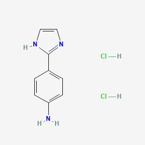 molecular formula C9H11Cl2N3 B2634112 4-(1H-imidazol-2-yl)aniline dihydrochloride CAS No. 1235440-77-3; 13682-33-2