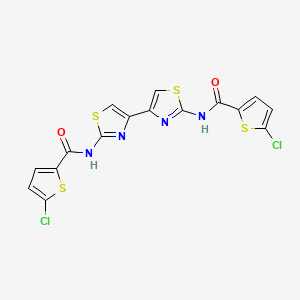 molecular formula C16H8Cl2N4O2S4 B2634130 5-氯-N-[4-[2-[(5-氯噻吩-2-羰基)氨基]-1,3-噻唑-4-基]-1,3-噻唑-2-基]噻吩-2-甲酰胺 CAS No. 476643-48-8