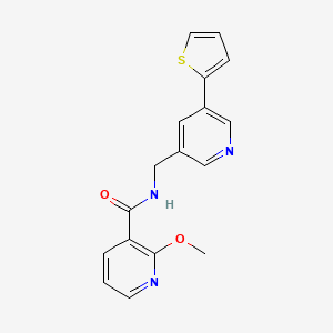 molecular formula C17H15N3O2S B2634135 2-methoxy-N-((5-(thiophen-2-yl)pyridin-3-yl)methyl)nicotinamide CAS No. 1903522-66-6