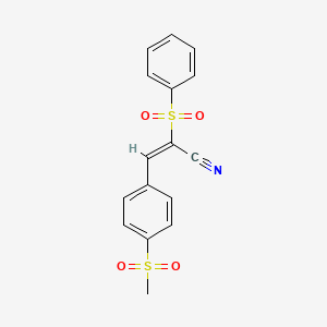 molecular formula C16H13NO4S2 B2634153 3-(4-(甲基磺酰基)苯基)-2-(苯磺酰基)丙-2-烯腈 CAS No. 1025273-19-1