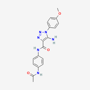 molecular formula C18H18N6O3 B2634159 N-[4-(acetylamino)phenyl]-5-amino-1-(4-methoxyphenyl)-1H-1,2,3-triazole-4-carboxamide CAS No. 953850-27-6