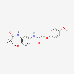 molecular formula C21H24N2O5 B2634160 2-(4-methoxyphenoxy)-N-(3,3,5-trimethyl-4-oxo-2,3,4,5-tetrahydrobenzo[b][1,4]oxazepin-7-yl)acetamide CAS No. 921587-20-4