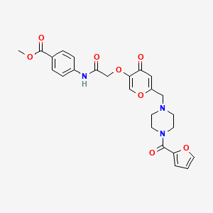 molecular formula C25H25N3O8 B2634163 methyl 4-(2-((6-((4-(furan-2-carbonyl)piperazin-1-yl)methyl)-4-oxo-4H-pyran-3-yl)oxy)acetamido)benzoate CAS No. 898441-04-8