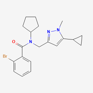 molecular formula C20H24BrN3O B2634166 2-bromo-N-cyclopentyl-N-((5-cyclopropyl-1-methyl-1H-pyrazol-3-yl)methyl)benzamide CAS No. 1787880-20-9