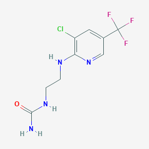 molecular formula C9H10ClF3N4O B2634176 N-(2-{[3-氯-5-(三氟甲基)-2-吡啶基]氨基}乙基)脲 CAS No. 303153-08-4