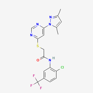 N-(2-chloro-5-(trifluoromethyl)phenyl)-2-((6-(3,5-dimethyl-1H-pyrazol-1-yl)pyrimidin-4-yl)thio)acetamide