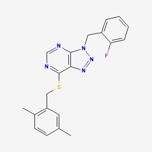 molecular formula C20H18FN5S B2634193 7-((2,5-dimethylbenzyl)thio)-3-(2-fluorobenzyl)-3H-[1,2,3]triazolo[4,5-d]pyrimidine CAS No. 863458-97-3