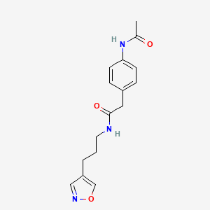 molecular formula C16H19N3O3 B2634195 2-(4-acetamidophenyl)-N-(3-(isoxazol-4-yl)propyl)acetamide CAS No. 1903393-49-6